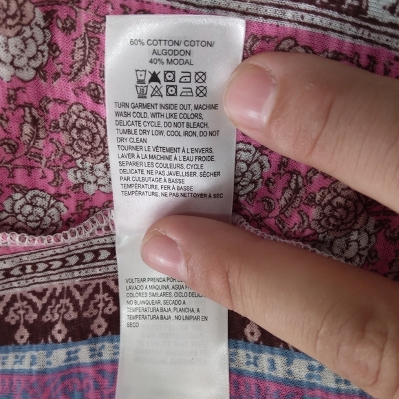 NWT Lucky Brand Pintuck Hi-Low Boho Print Top Size Large - Picture 10 of 10